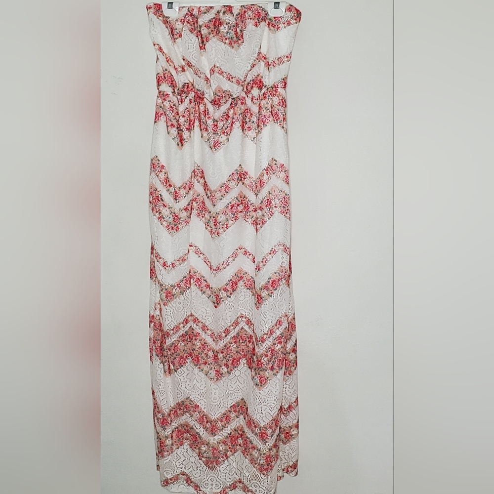Lace, floral, maxi dress, large